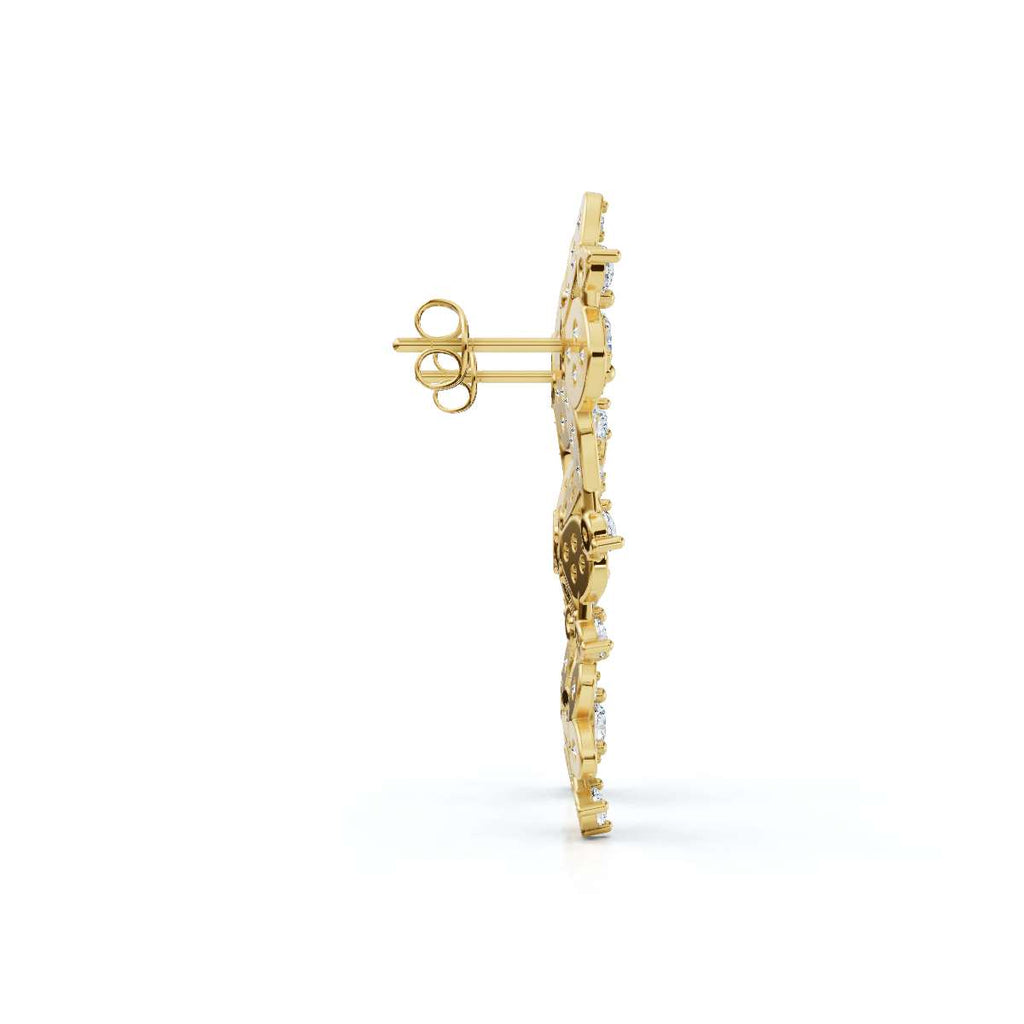 The Blossom Cascade: 3.30 CTW Lab-Grown Diamond Floral Crawler Studs 14K-18K Gold/Platinum