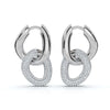 The Sovereign Interlock: 1.26 CTW Sculptural Pavé Link Huggie Drop Earrings 14K-18K Gold/Platinum