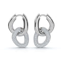 The Sovereign Interlock: 1.26 CTW Sculptural Pavé Link Huggie Drop Earrings 14K-18K Gold/Platinum