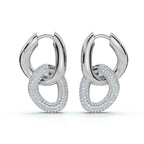 The Sovereign Interlock: 1.26 CTW Sculptural Pavé Link Huggie Drop Earrings 14K-18K Gold/Platinum