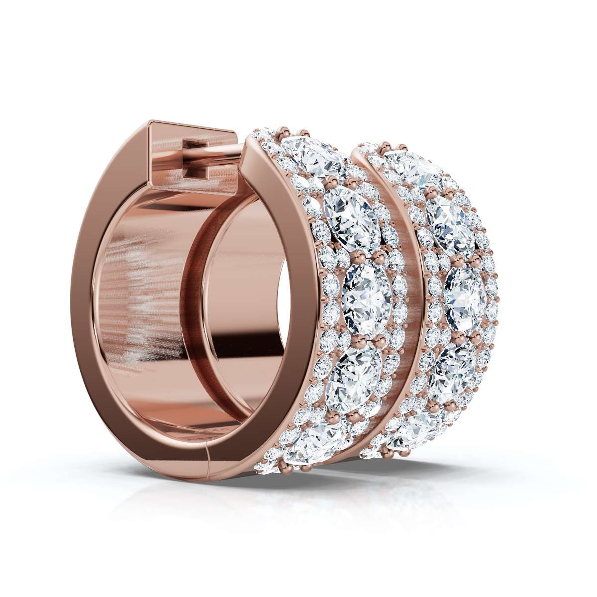 The Royal Halo Wide-Band: 2.12 CTW Lab-Grown Diamond Huggie Hoops 14K-18K Gold/Platinum