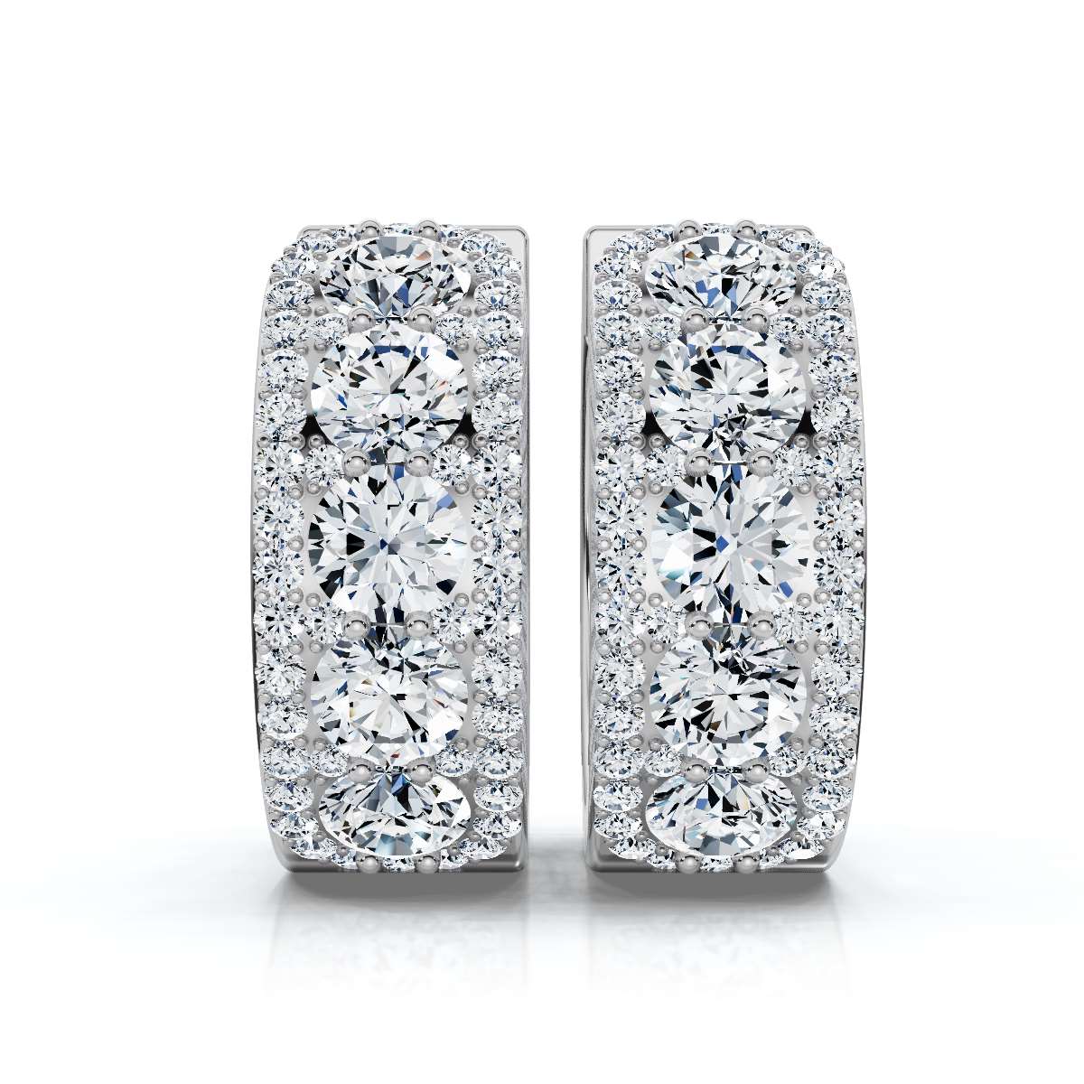 The Royal Halo Wide-Band: 2.12 CTW Lab-Grown Diamond Huggie Hoops 14K-18K Gold/Platinum