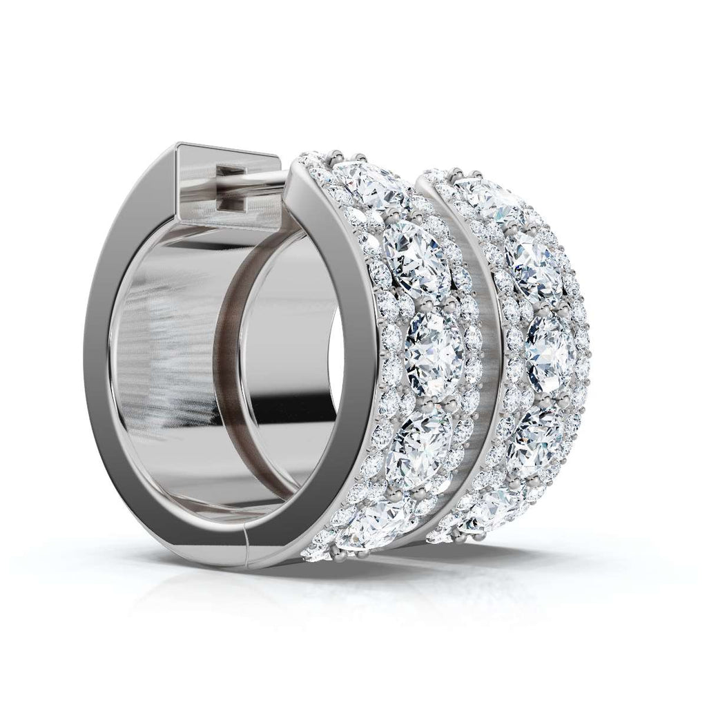 The Royal Halo Wide-Band: 2.12 CTW Lab-Grown Diamond Huggie Hoops 14K-18K Gold/Platinum