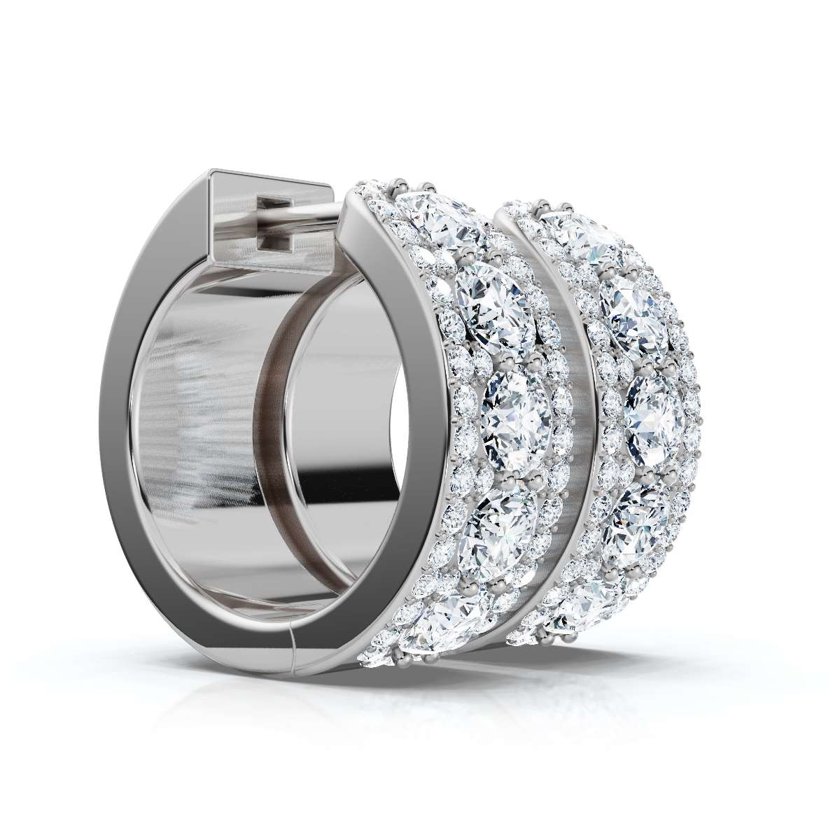 The Royal Halo Wide-Band: 2.12 CTW Lab-Grown Diamond Huggie Hoops 14K-18K Gold/Platinum