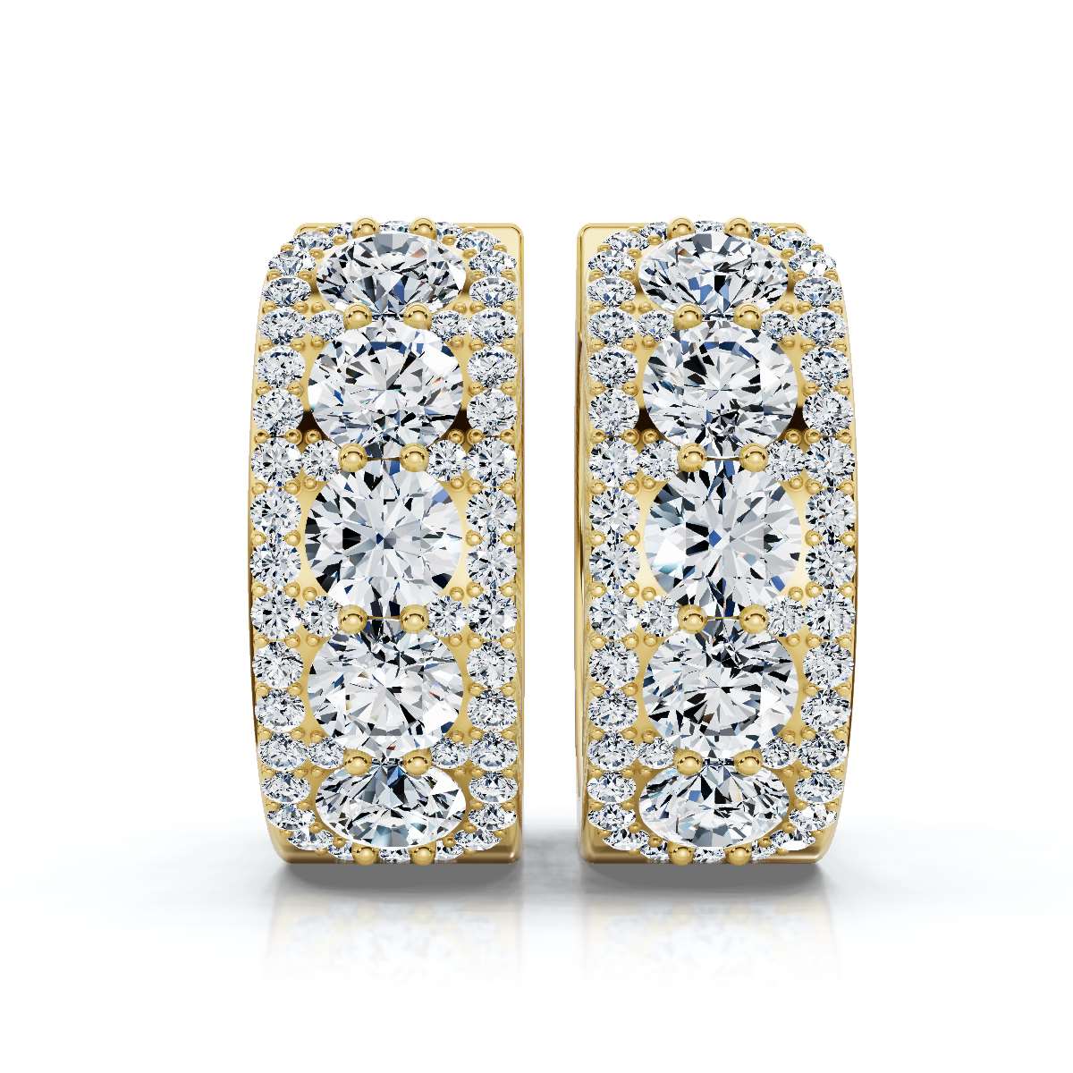 The Royal Halo Wide-Band: 2.12 CTW Lab-Grown Diamond Huggie Hoops 14K-18K Gold/Platinum