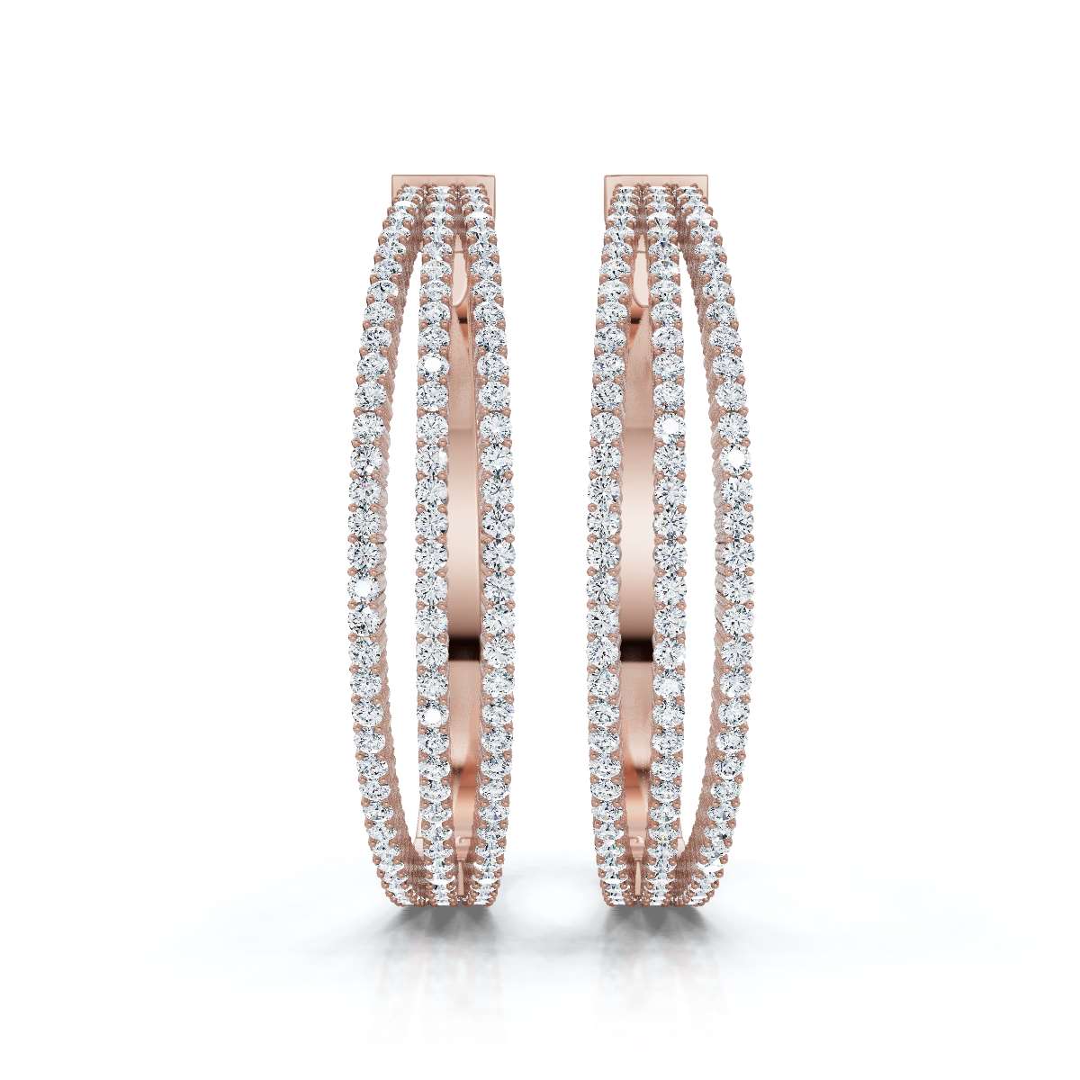 The Trinity Hoop: 1.72 - 2.50 CTW Triple-Row Lab-Grown Diamond Statement Hoops 14K-18K Gold/Platinum