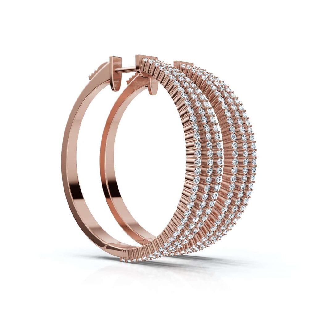 The Trinity Hoop: 1.72 - 2.50 CTW Triple-Row Lab-Grown Diamond Statement Hoops 14K-18K Gold/Platinum