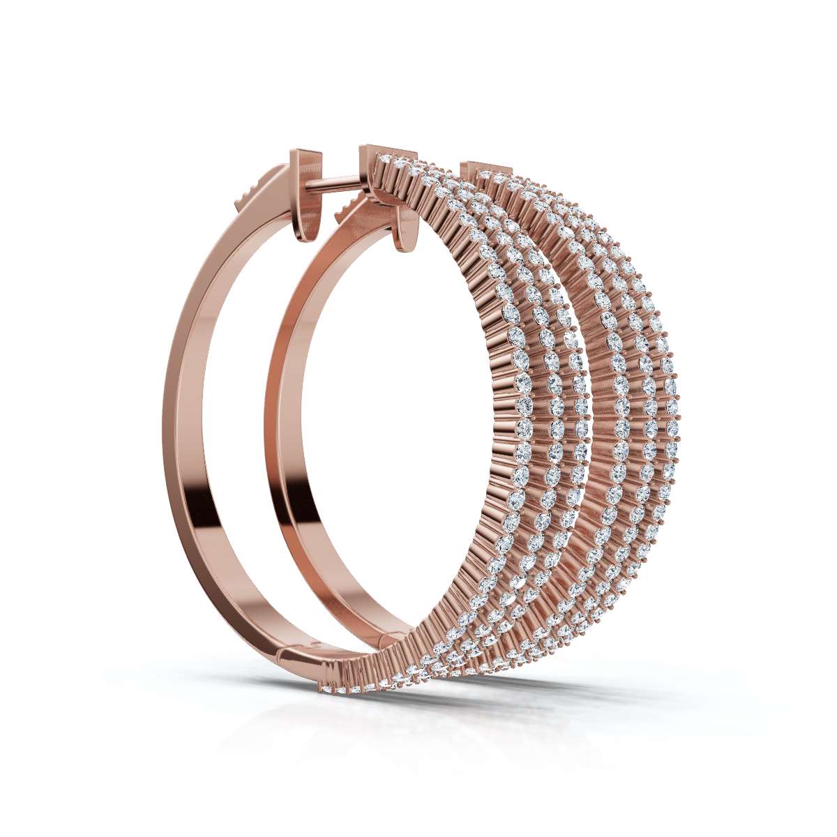The Trinity Hoop: 1.72 - 2.50 CTW Triple-Row Lab-Grown Diamond Statement Hoops 14K-18K Gold/Platinum