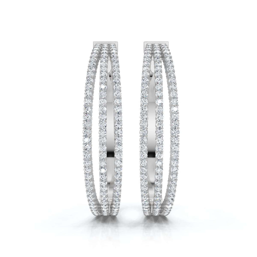 The Trinity Hoop: 1.72 - 2.50 CTW Triple-Row Lab-Grown Diamond Statement Hoops 14K-18K Gold/Platinum