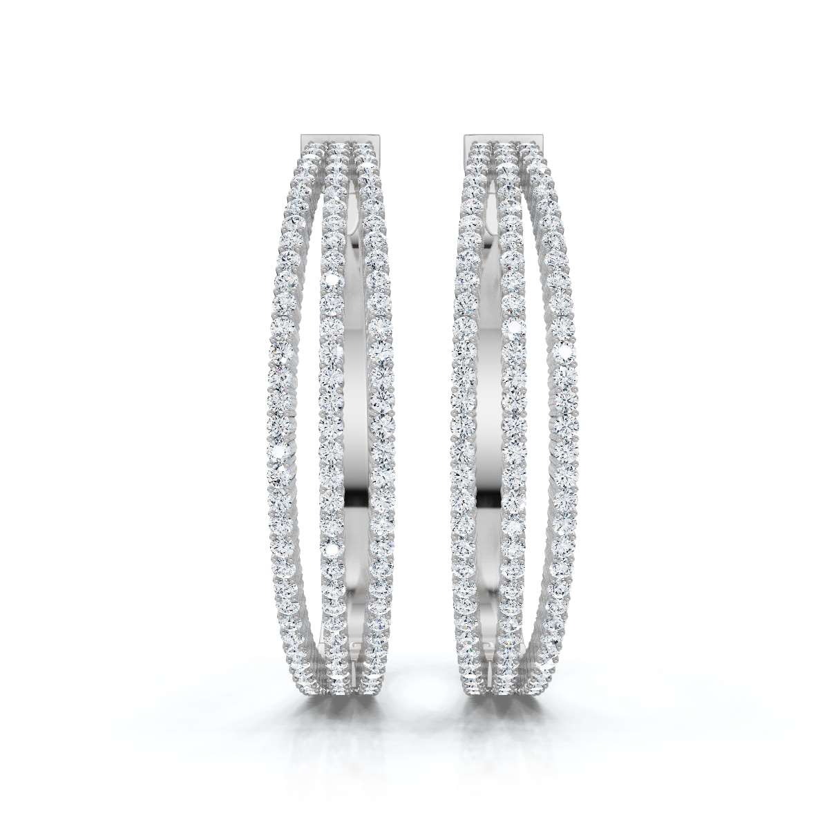 The Trinity Hoop: 1.72 - 2.50 CTW Triple-Row Lab-Grown Diamond Statement Hoops 14K-18K Gold/Platinum