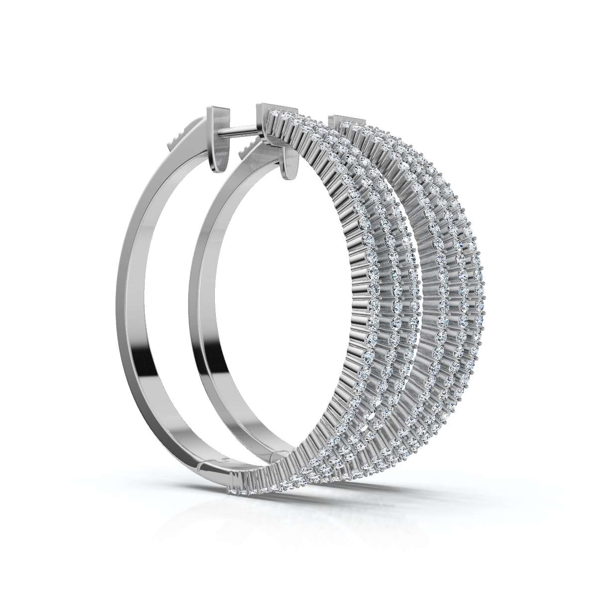 The Trinity Hoop: 1.72 - 2.50 CTW Triple-Row Lab-Grown Diamond Statement Hoops 14K-18K Gold/Platinum
