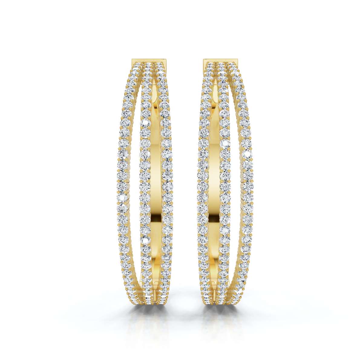 The Trinity Hoop: 1.72 - 2.50 CTW Triple-Row Lab-Grown Diamond Statement Hoops 14K-18K Gold/Platinum