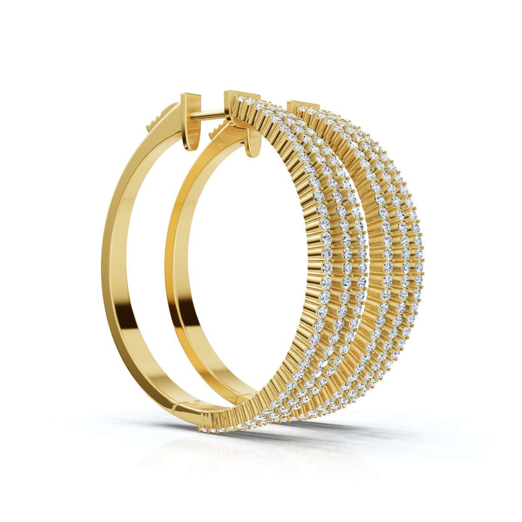 The Trinity Hoop: 1.72 - 2.50 CTW Triple-Row Lab-Grown Diamond Statement Hoops 14K-18K Gold/Platinum