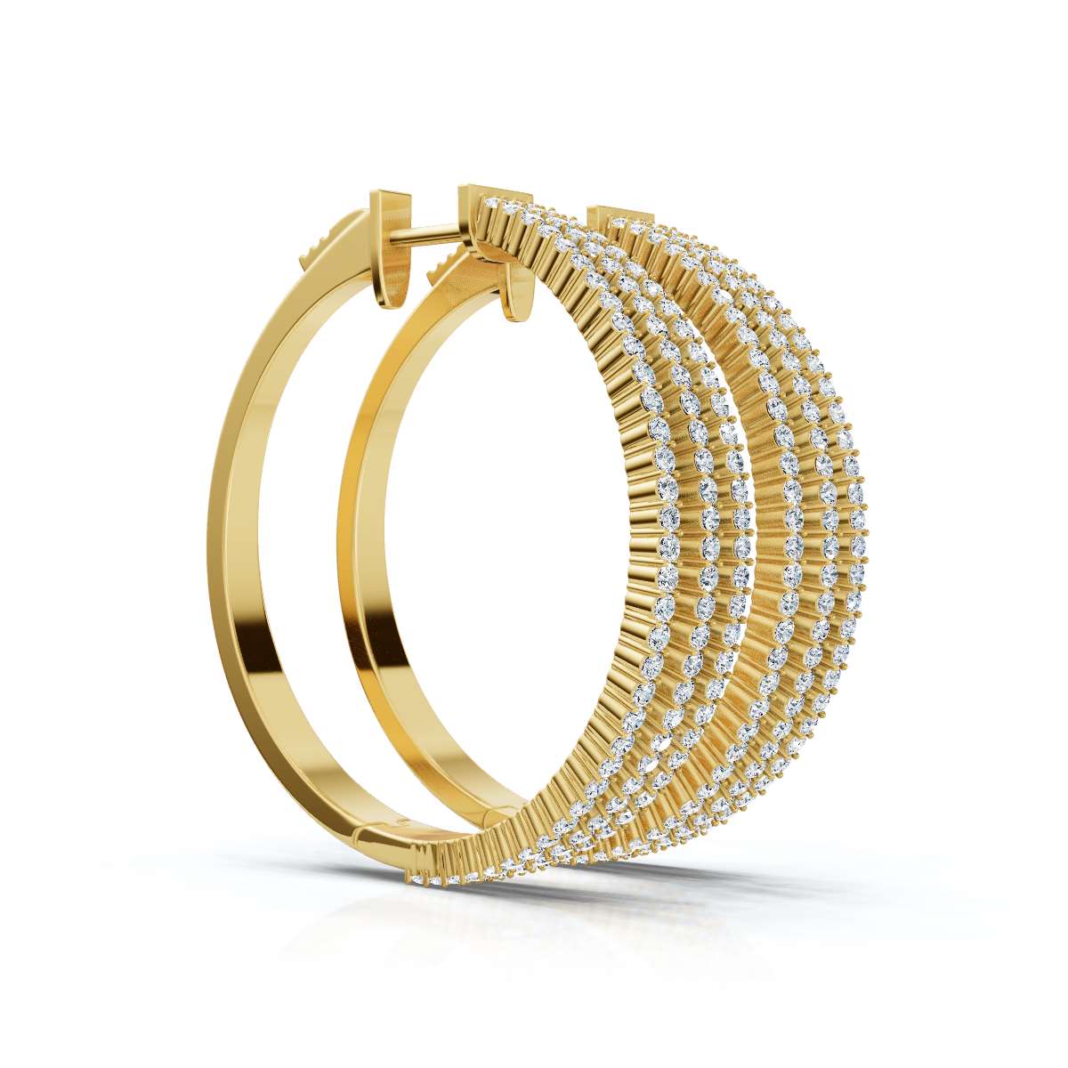The Trinity Hoop: 1.72 - 2.50 CTW Triple-Row Lab-Grown Diamond Statement Hoops 14K-18K Gold/Platinum