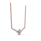 The Siren Chevron: 0.23 CTW Floating Solitaire V-Necklace 14K-18K Gold/Platinum