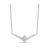 The Siren Chevron: 0.23 CTW Floating Solitaire V-Necklace 14K-18K Gold/Platinum