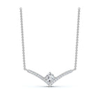 The Siren Chevron: 0.23 CTW Floating Solitaire V-Necklace 14K-18K Gold/Platinum