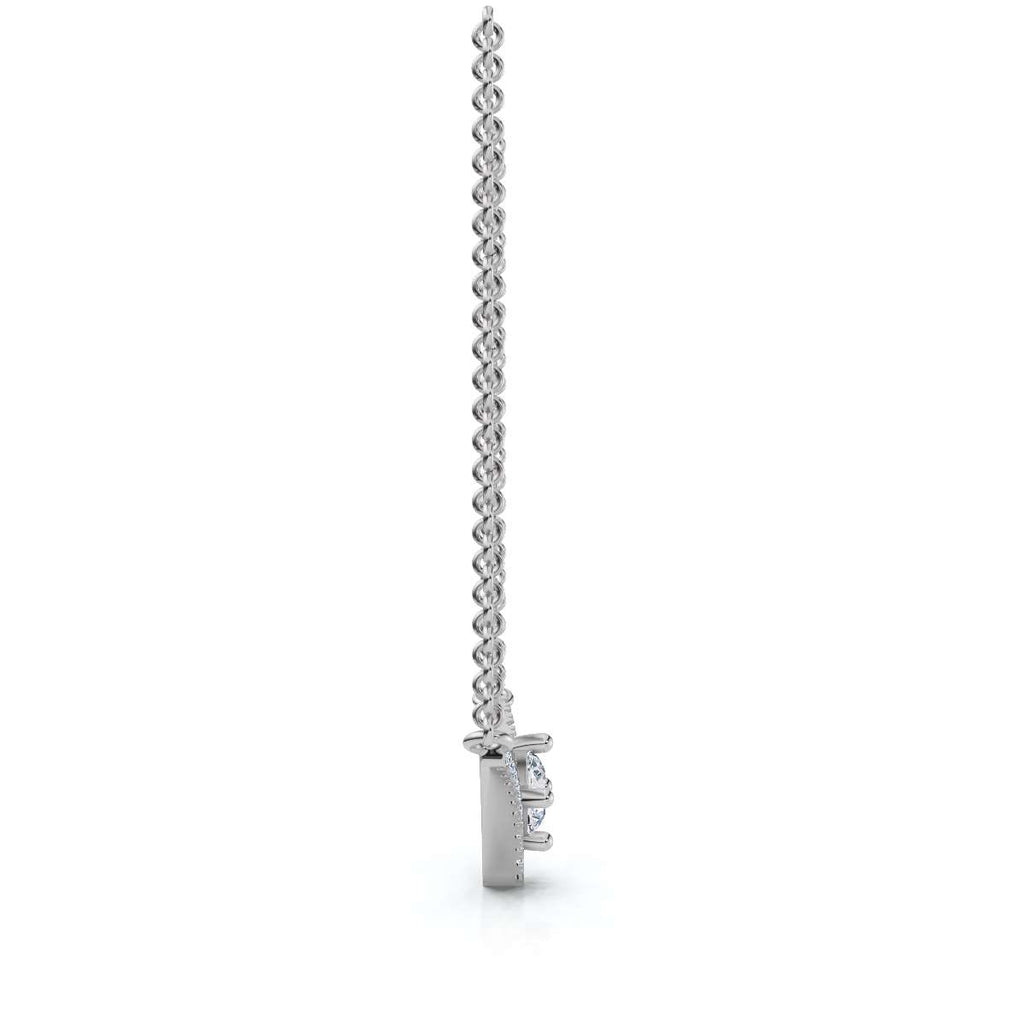 The Siren Chevron: 0.23 CTW Floating Solitaire V-Necklace 14K-18K Gold/Platinum