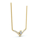 The Siren Chevron: 0.23 CTW Floating Solitaire V-Necklace 14K-18K Gold/Platinum