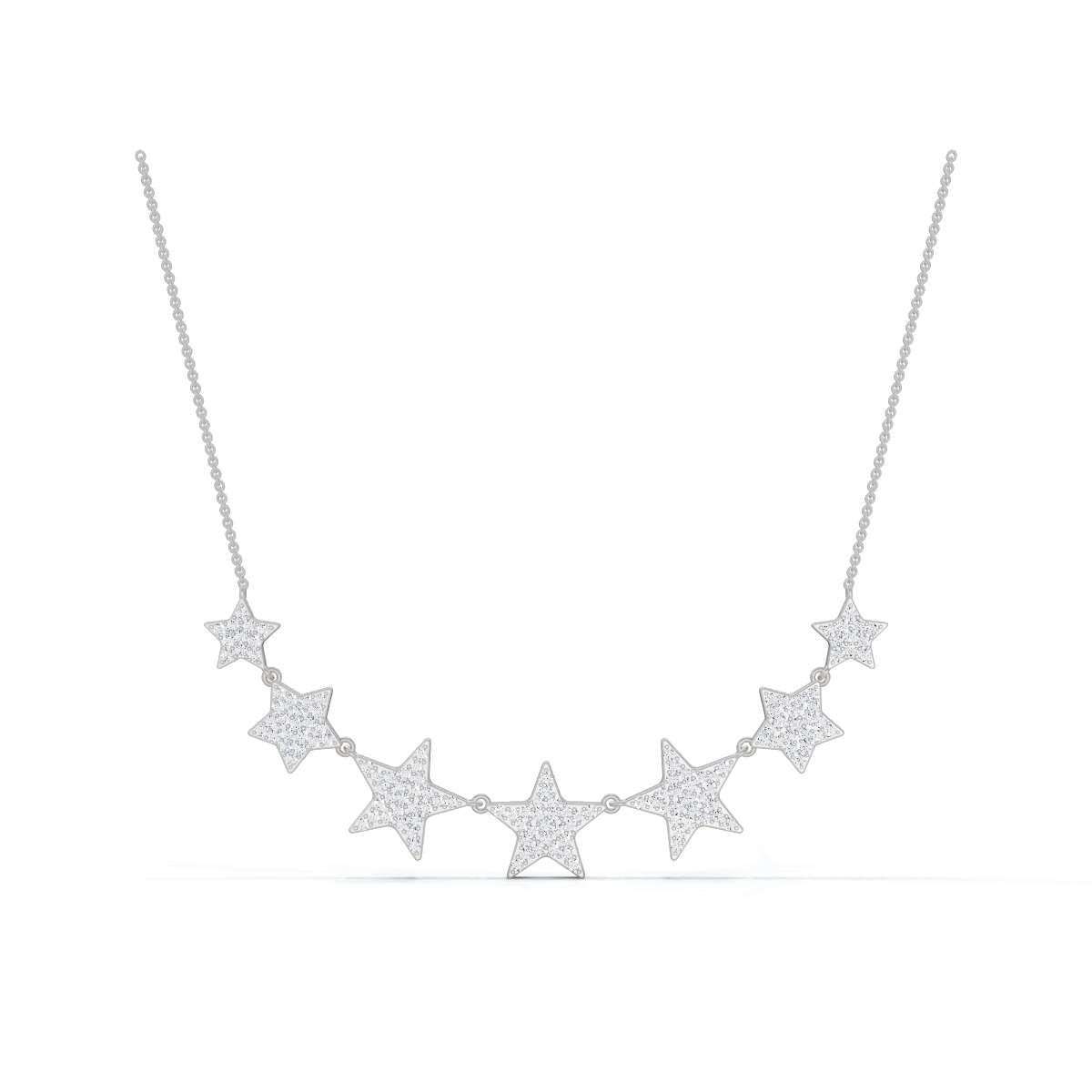 The Celeste Necklace: 0.64 CTW Seven-Star Pavé Lab-Grown Diamond Curved Bib Gold/Platinum Necklace