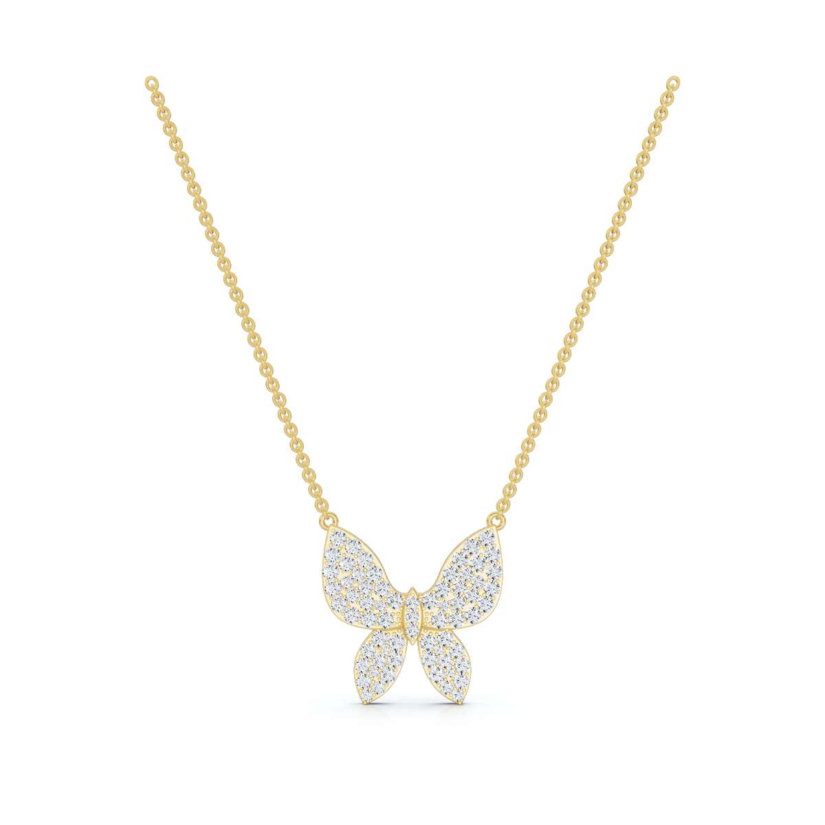 The Mariposa Pendant: 0.77 CTW Pavé Lab-Grown Diamond Butterfly Necklace Gold/Platinum