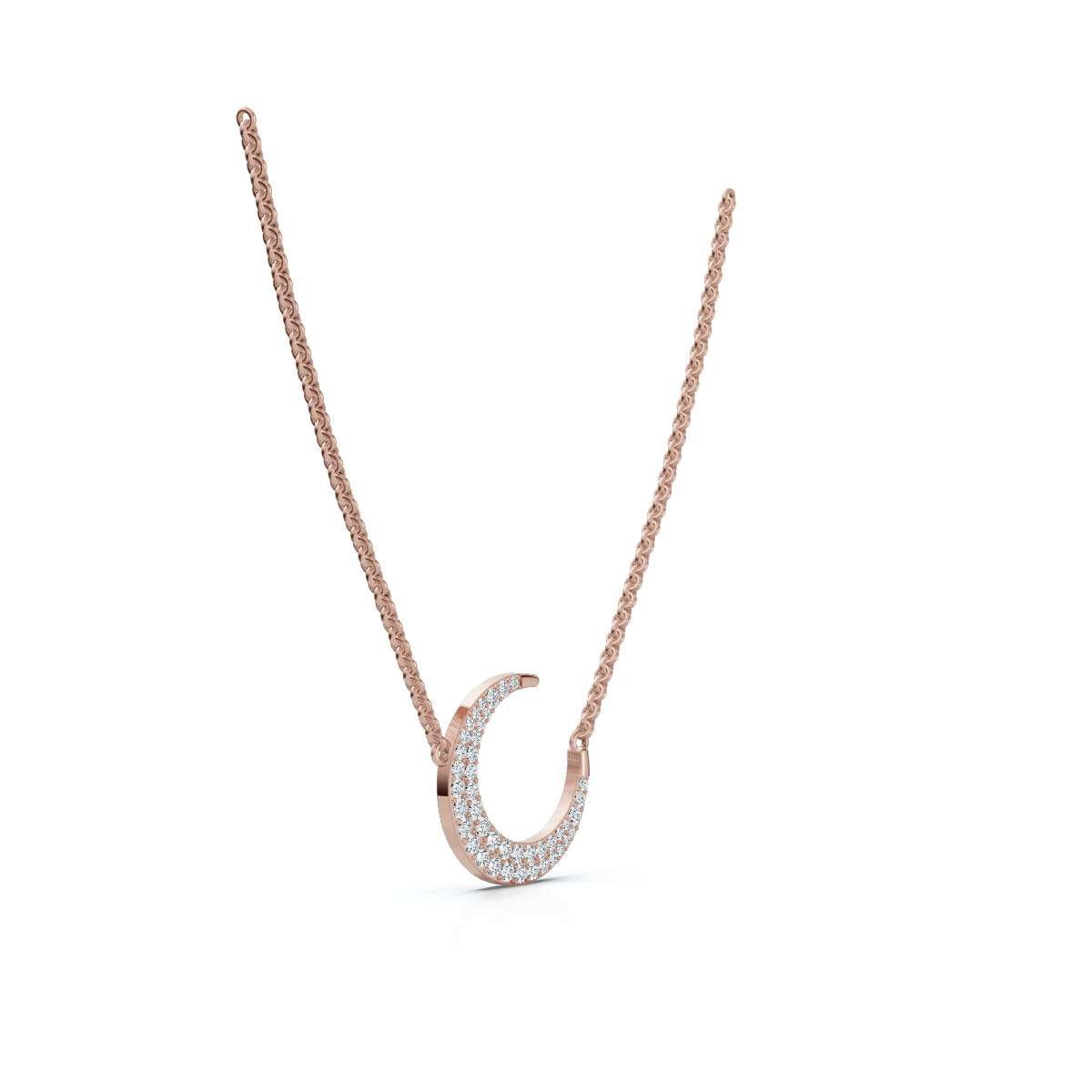 The Artemis Crescent: 0.50 CTW Micro-Pavé Diamond Stationary 14K-18K Gold/Platinum Necklace