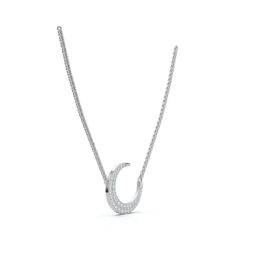 The Artemis Crescent: 0.50 CTW Micro-Pavé Diamond Stationary 14K-18K Gold/Platinum Necklace