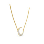 The Artemis Crescent: 0.50 CTW Micro-Pavé Diamond Stationary 14K-18K Gold/Platinum Necklace