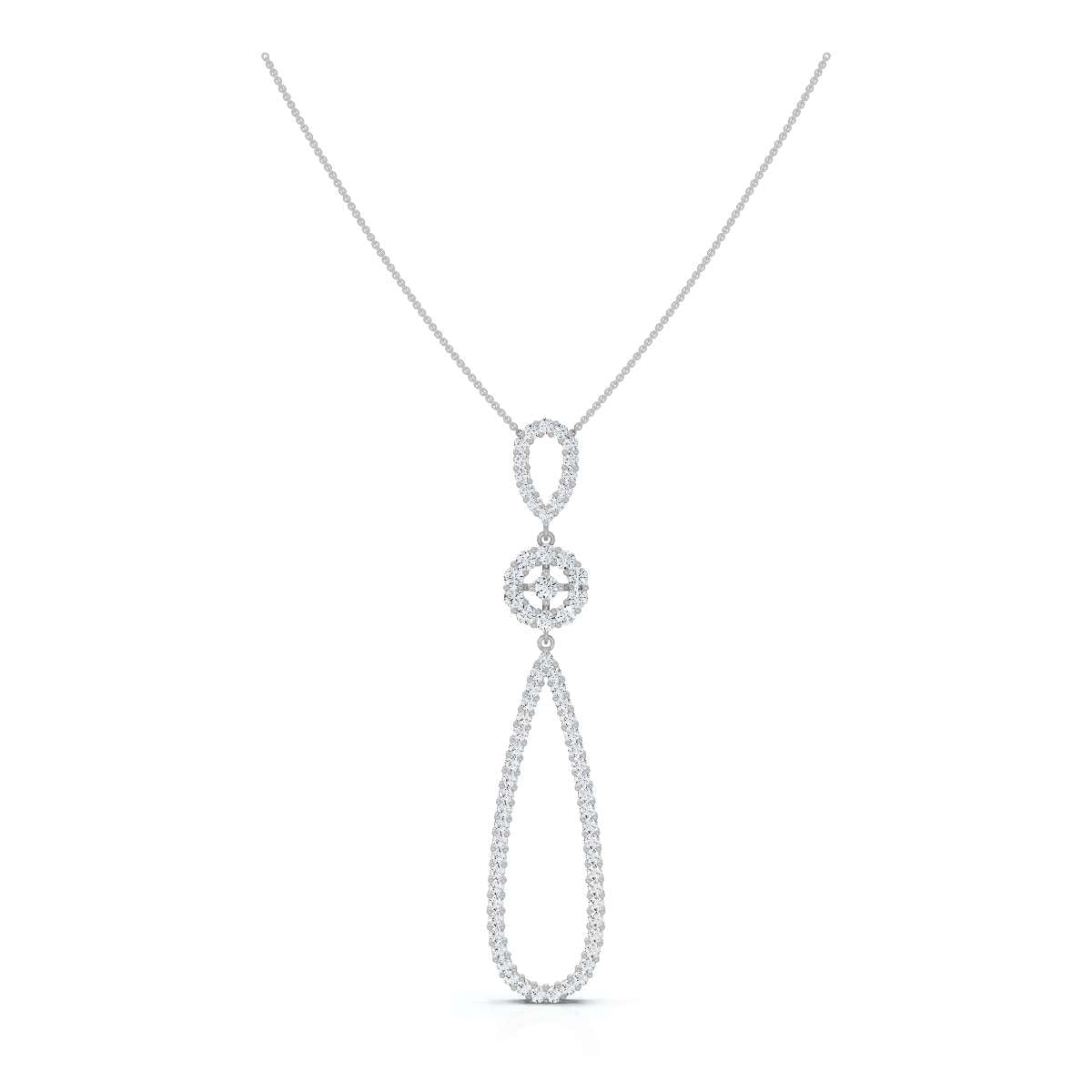 The Grand Cascade: 0.53 CTW Articulated Triple-Drop Diamond Pendant 14K-18K Gold/Platinum Necklace