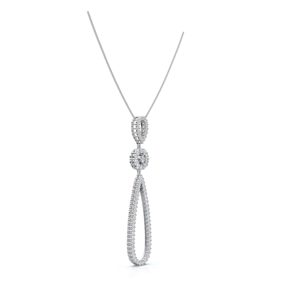 The Grand Cascade: 0.53 CTW Articulated Triple-Drop Diamond Pendant 14K-18K Gold/Platinum Necklace