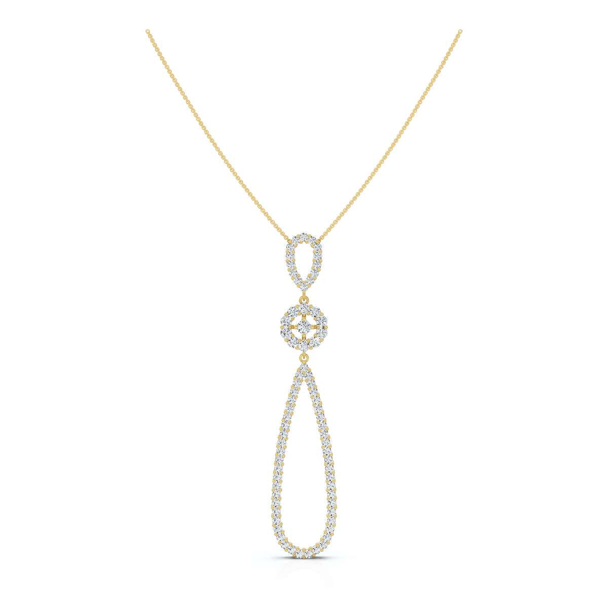 The Grand Cascade: 0.53 CTW Articulated Triple-Drop Diamond Pendant 14K-18K Gold/Platinum Necklace