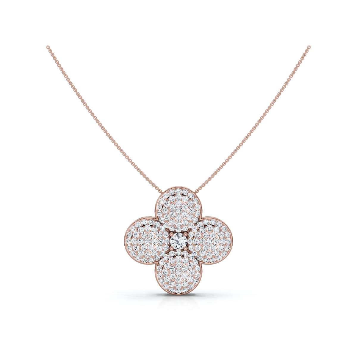 The Lucky Clover: 0.75 CTW Micro-Pave Diamond Statement Pendant 14K-18K Gold/Platinum Necklace