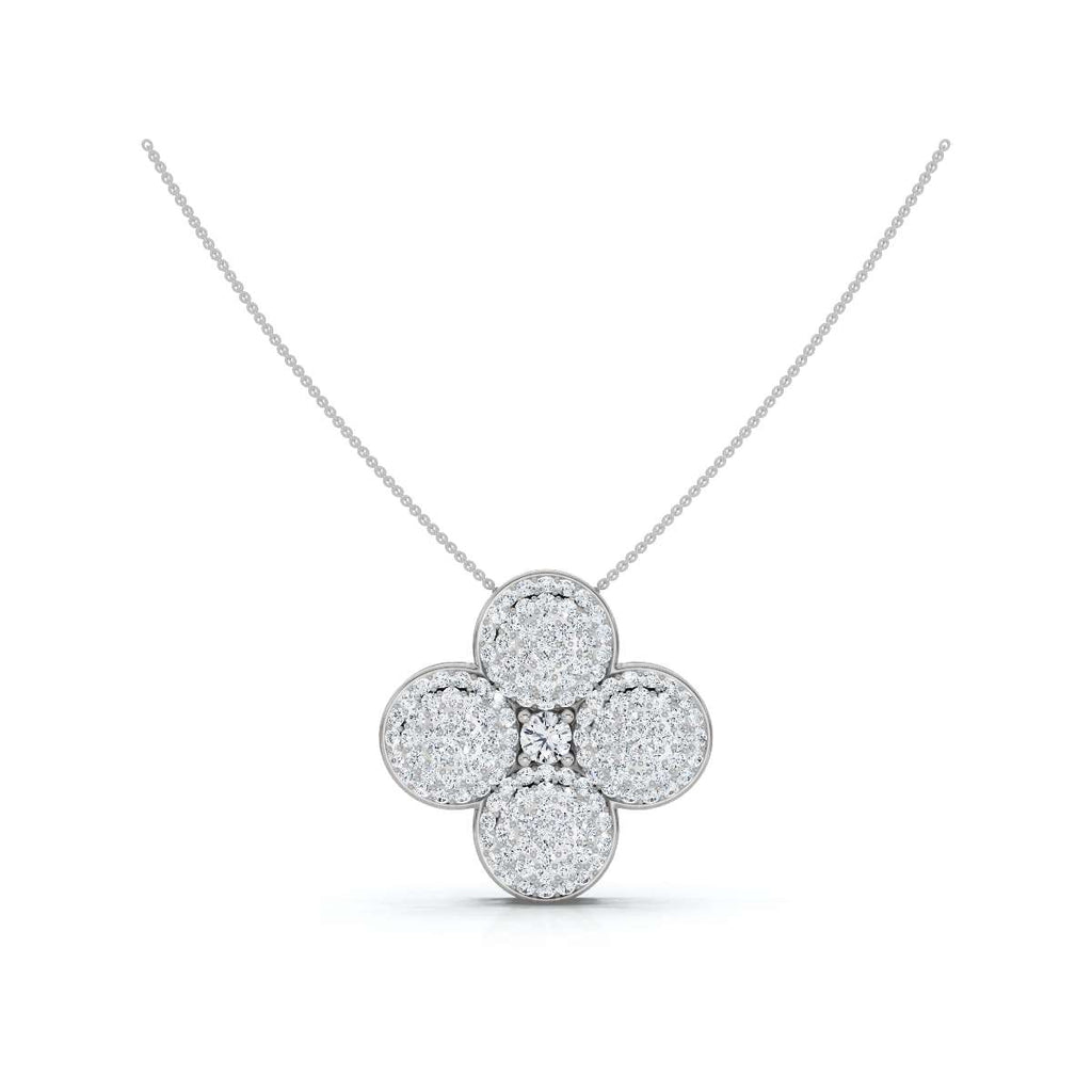 The Lucky Clover: 0.75 CTW Micro-Pave Diamond Statement Pendant 14K-18K Gold/Platinum Necklace