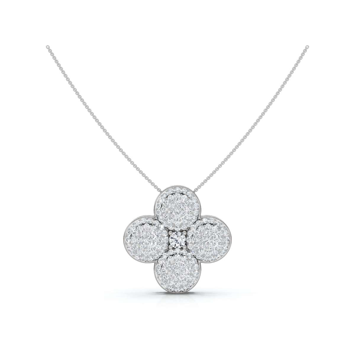 The Lucky Clover: 0.75 CTW Micro-Pave Diamond Statement Pendant 14K-18K Gold/Platinum Necklace
