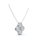 The Lucky Clover: 0.75 CTW Micro-Pave Diamond Statement Pendant 14K-18K Gold/Platinum Necklace