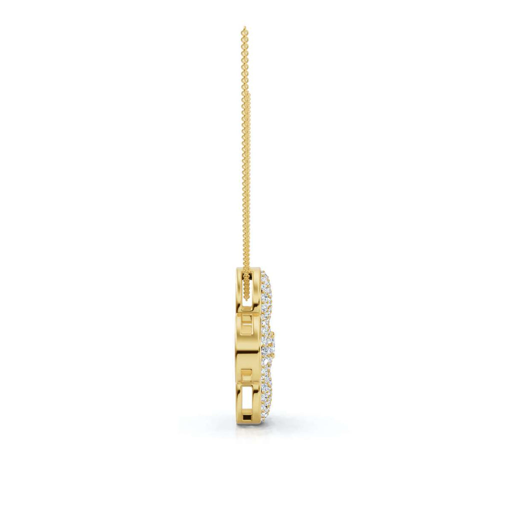 The Lucky Clover: 0.75 CTW Micro-Pave Diamond Statement Pendant 14K-18K Gold/Platinum Necklace