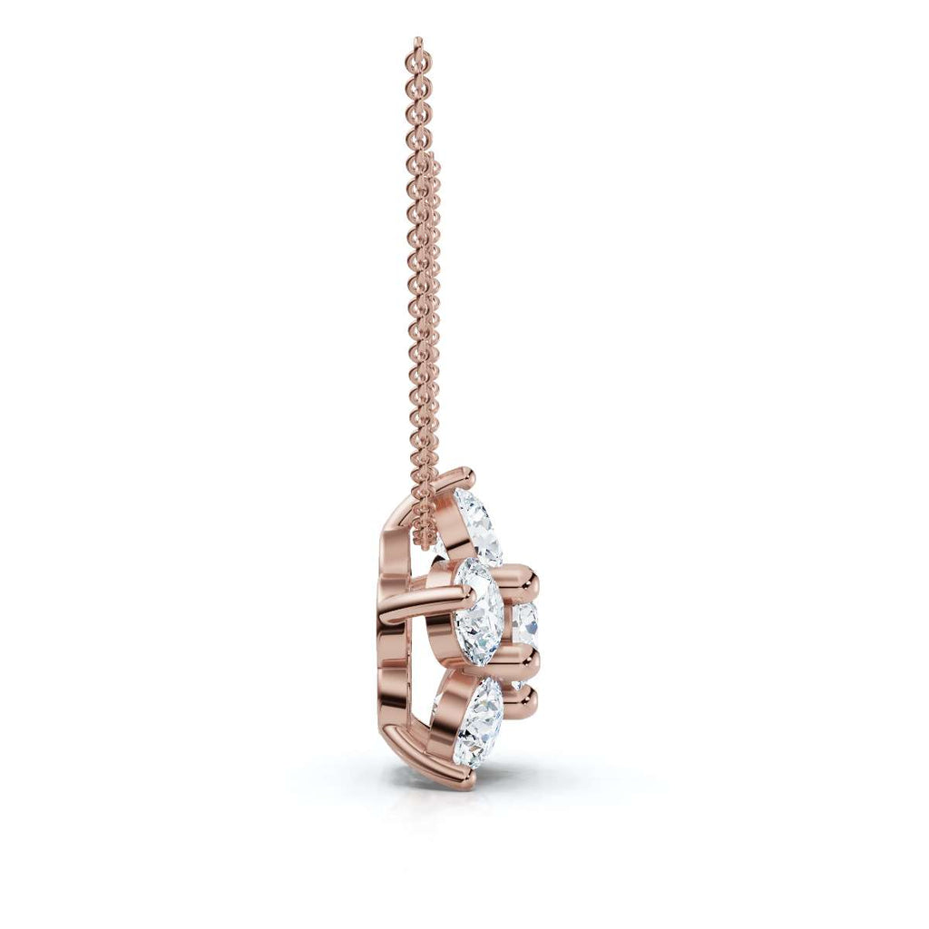 The Blossom Cluster: 1.25 CTW Five-Stone Diamond Floral Pendant 14K-18K Gold/Platinum Necklace