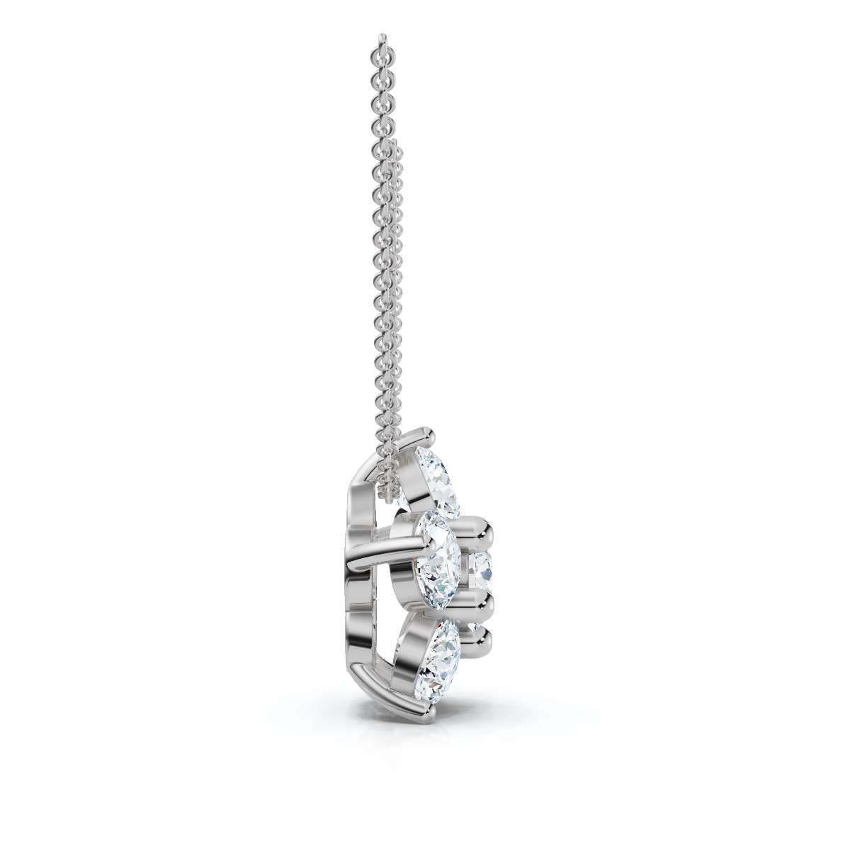The Blossom Cluster: 1.25 CTW Five-Stone Diamond Floral Pendant 14K-18K Gold/Platinum Necklace