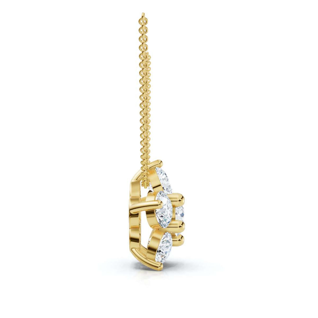 The Blossom Cluster: 1.25 CTW Five-Stone Diamond Floral Pendant 14K-18K Gold/Platinum Necklace