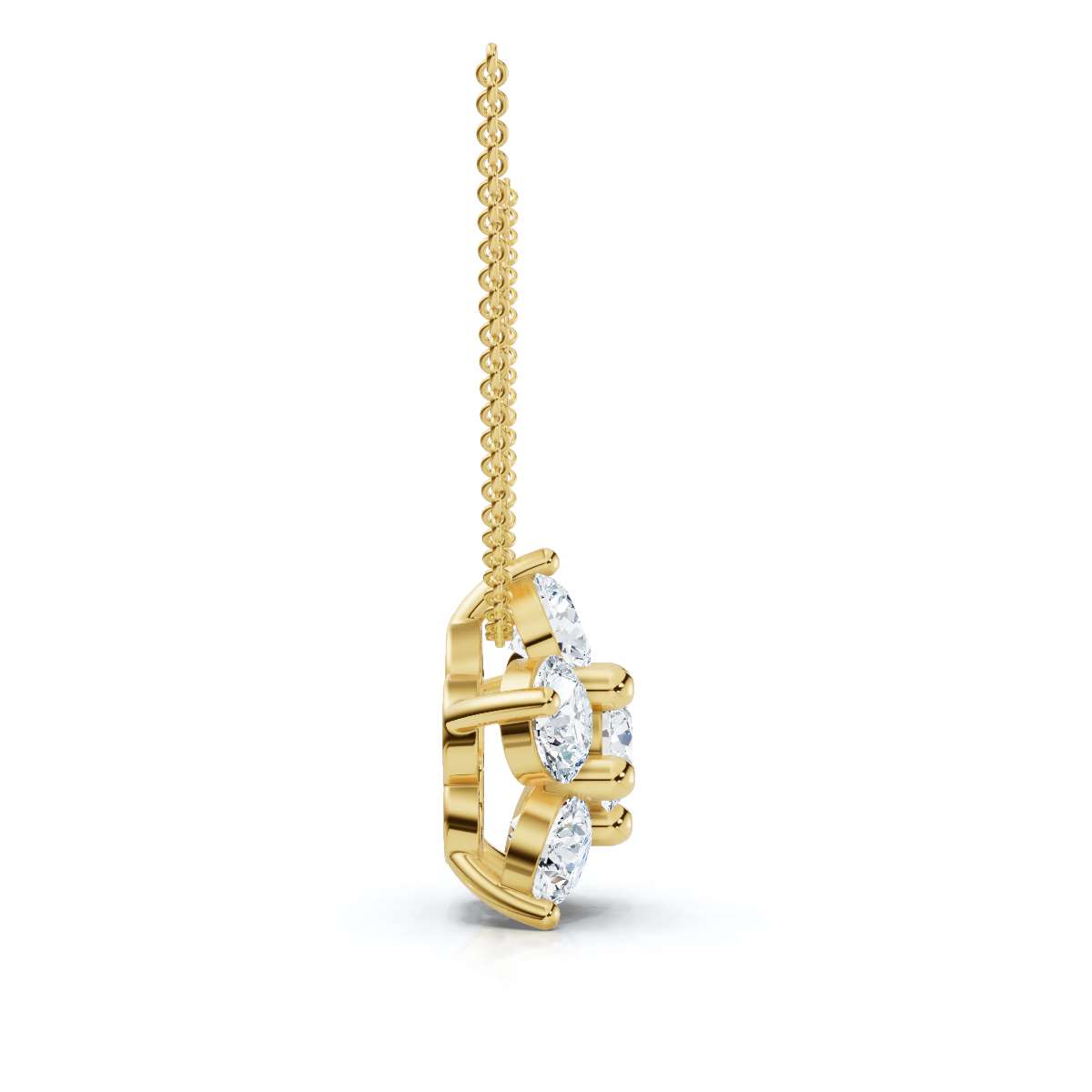 The Blossom Cluster: 1.25 CTW Five-Stone Diamond Floral Pendant 14K-18K Gold/Platinum Necklace
