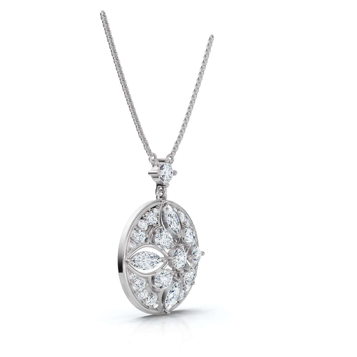 The Elysian Medallion: 2.01 CTW Mixed-Cut Lab-Grown Diamond Vintage Mandala Necklace 14K-18K Gold/Platinum