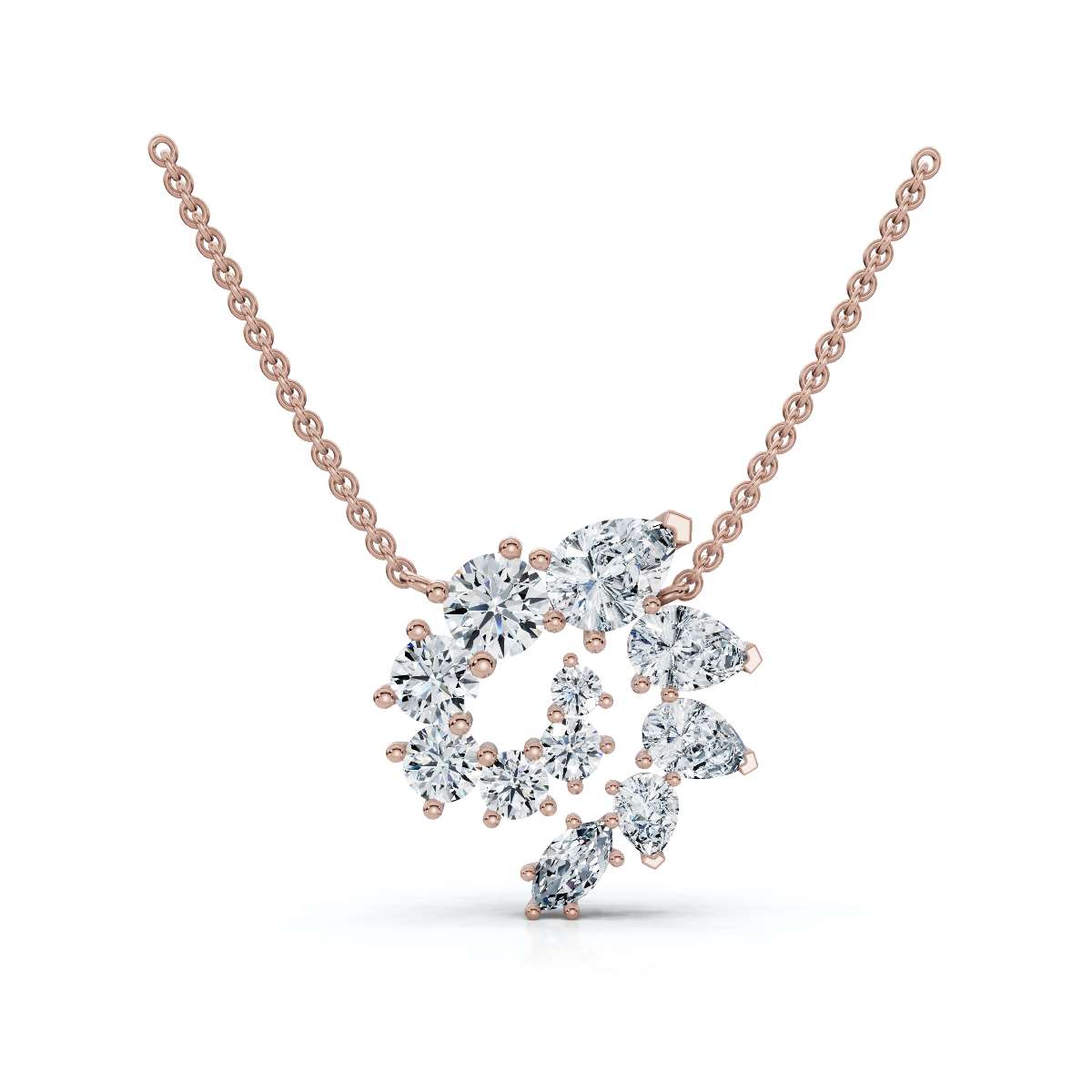 The Aurora Pendant: 2.89 CTW Multi-Shape Lab-Grown Diamond Spiral Galaxy Necklace (14K Gold/Platinum)