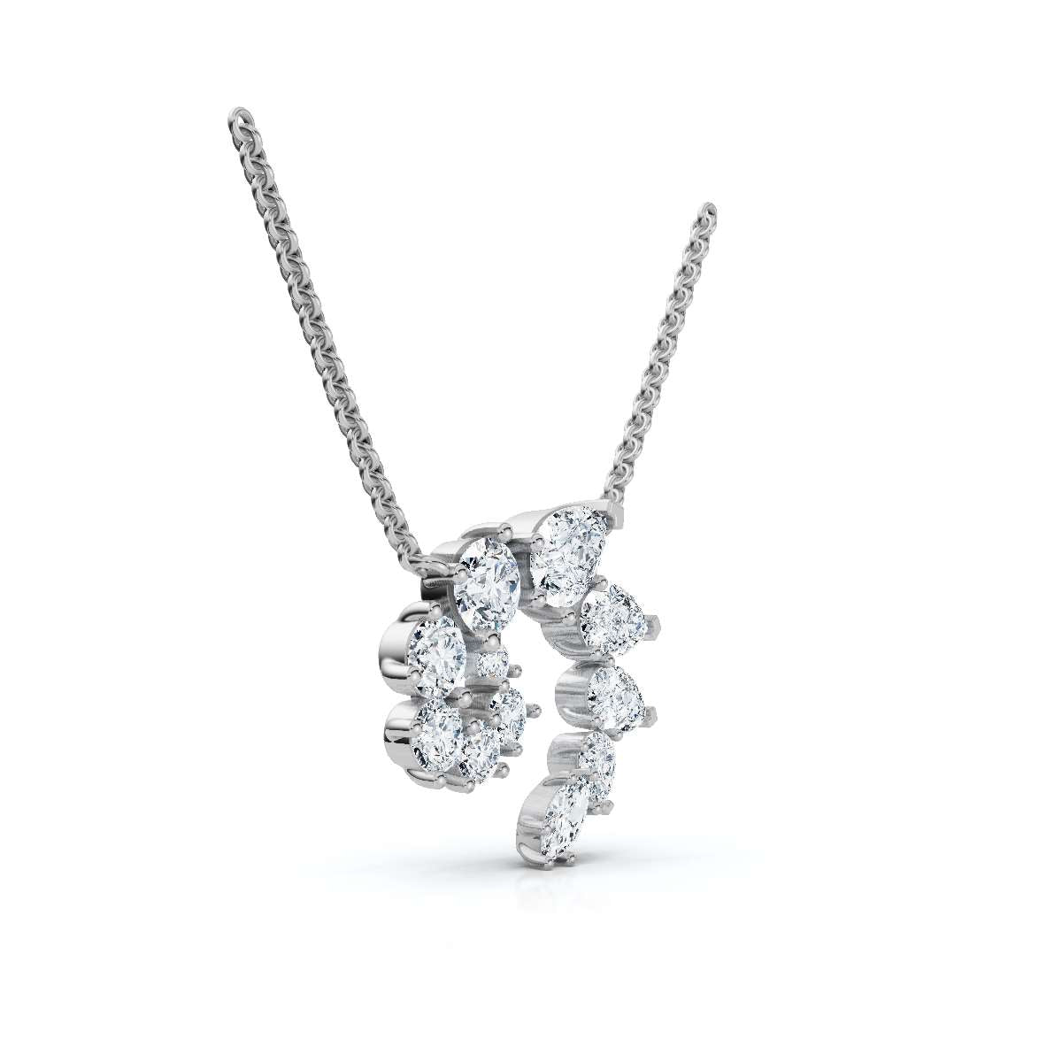 The Aurora Pendant: 2.89 CTW Multi-Shape Lab-Grown Diamond Spiral Galaxy Necklace (14K Gold/Platinum)