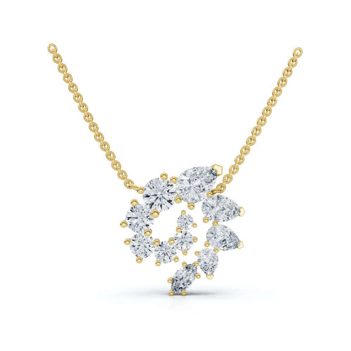 The Aurora Pendant: 2.89 CTW Multi-Shape Lab-Grown Diamond Spiral Galaxy Necklace (14K Gold/Platinum)