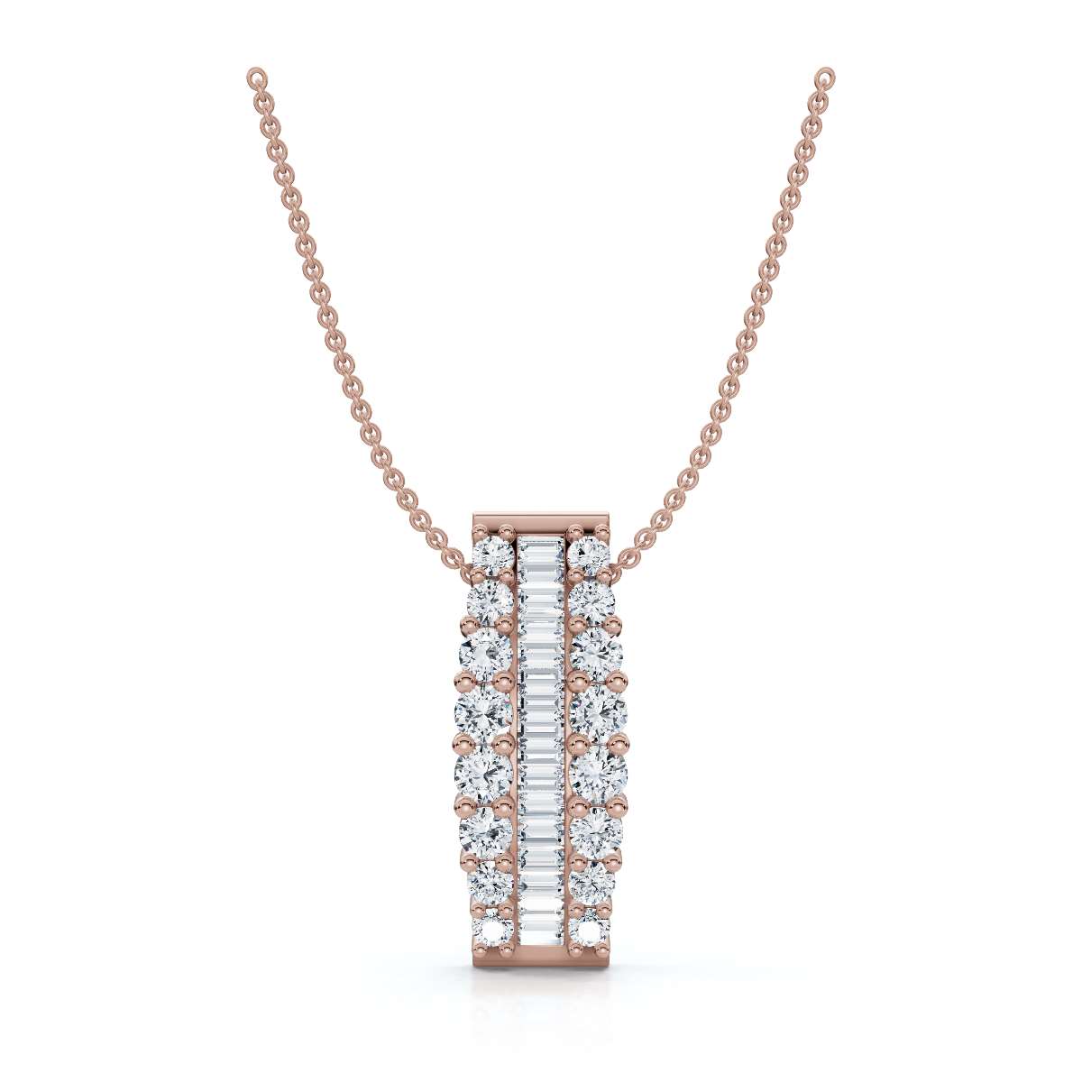 A Symphony of Contrast and Light: The 2.83 CTW Met Gala Bar Pendant 14K-18K Gold/Platinum Necklace