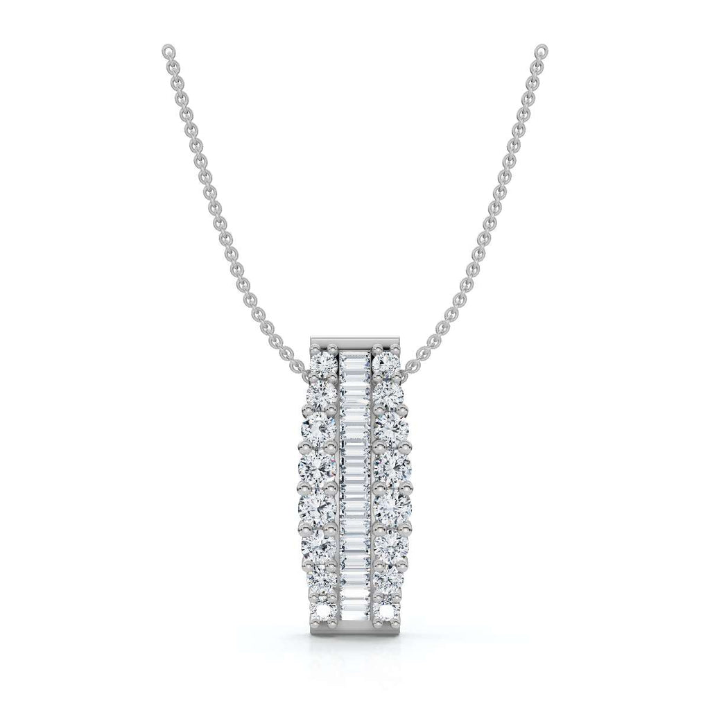 A Symphony of Contrast and Light: The 2.83 CTW Met Gala Bar Pendant 14K-18K Gold/Platinum Necklace
