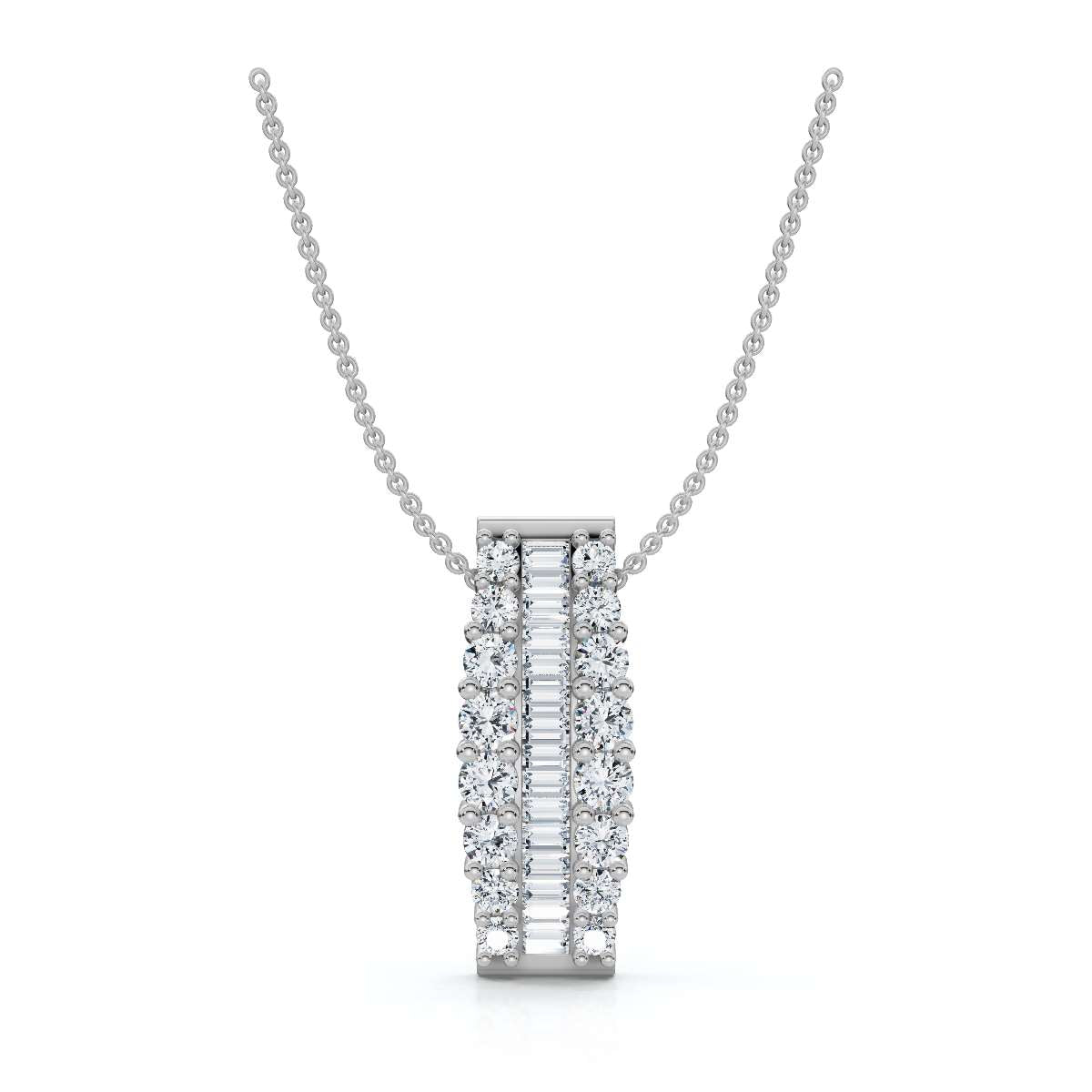 A Symphony of Contrast and Light: The 2.83 CTW Met Gala Bar Pendant 14K-18K Gold/Platinum Necklace