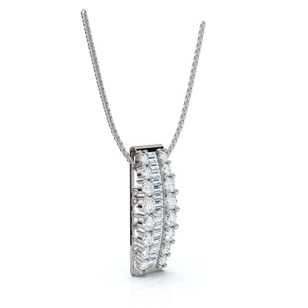 A Symphony of Contrast and Light: The 2.83 CTW Met Gala Bar Pendant 14K-18K Gold/Platinum Necklace
