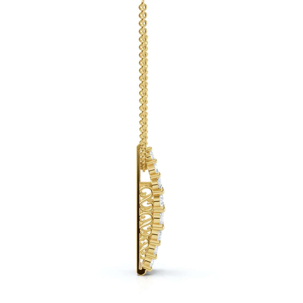 A Symphony of Contrast and Light: The 2.83 CTW Met Gala Bar Pendant 14K-18K Gold/Platinum Necklace