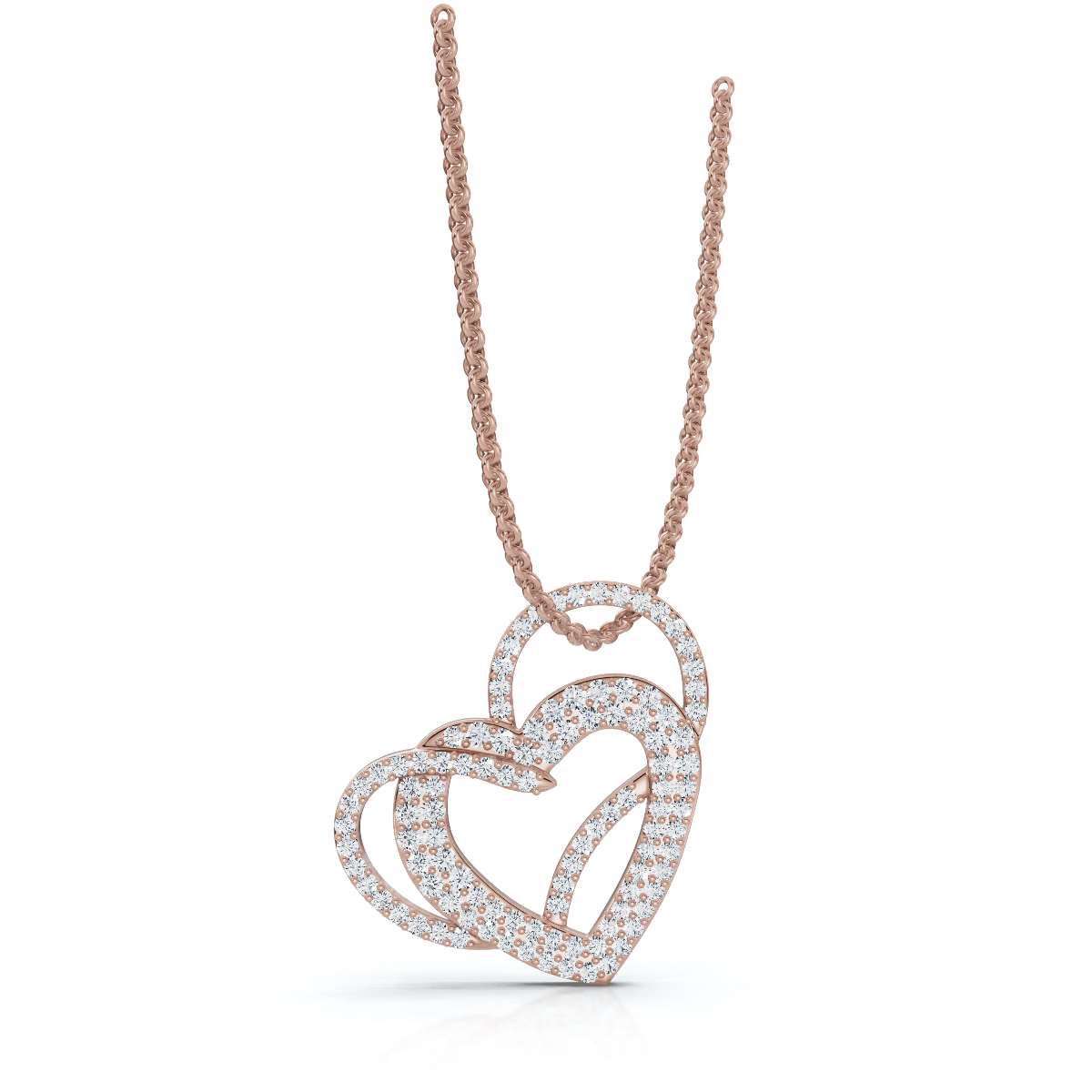 The Amara Pendant: 0.61 CTW Interlocking Double Heart Lab-Grown Diamond Necklace Gold/Platinum